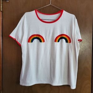 Rainbow Patch Red Ringer Tee